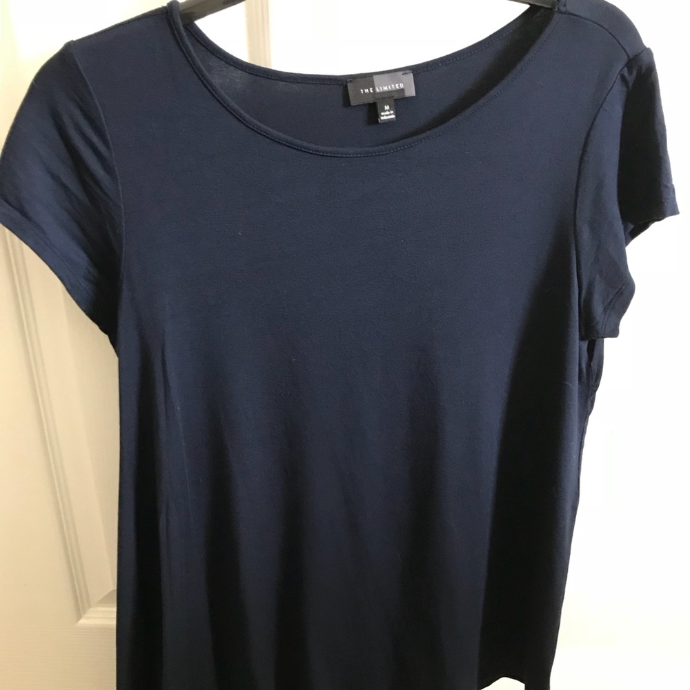 The Limited Navy Tee with asymmetrical drape